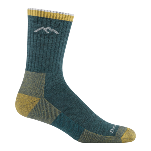 Darn Tough Men's Hiker Micro Crew Midweight Cushioned Merino Wool Hiking Socks Dark Teal Mustard Outdoor Trekking Backpacking Socks