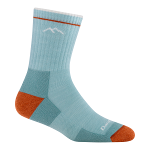 Darn Tough Women's Hiker Micro Crew Midweight Cushioned Merino Wool Hiking Socks Light Blue Rust Outdoor Trekking Backpacking Socks